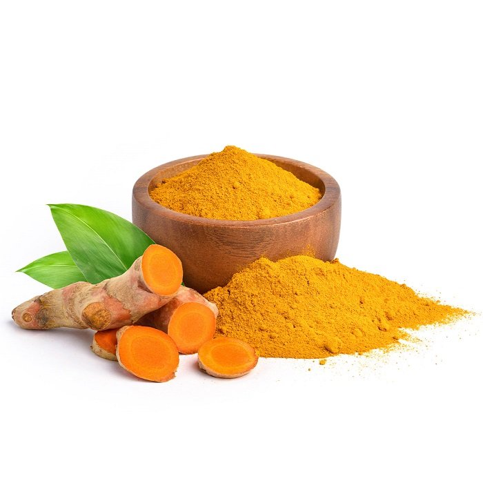 High curcumin Lakadong turmeric powder spoon