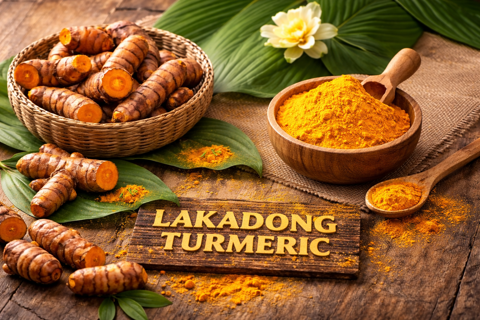 Curcumin certified Lakadong turmeric powder from Meghalaya — deep golden orange colour indicating high curcumin content