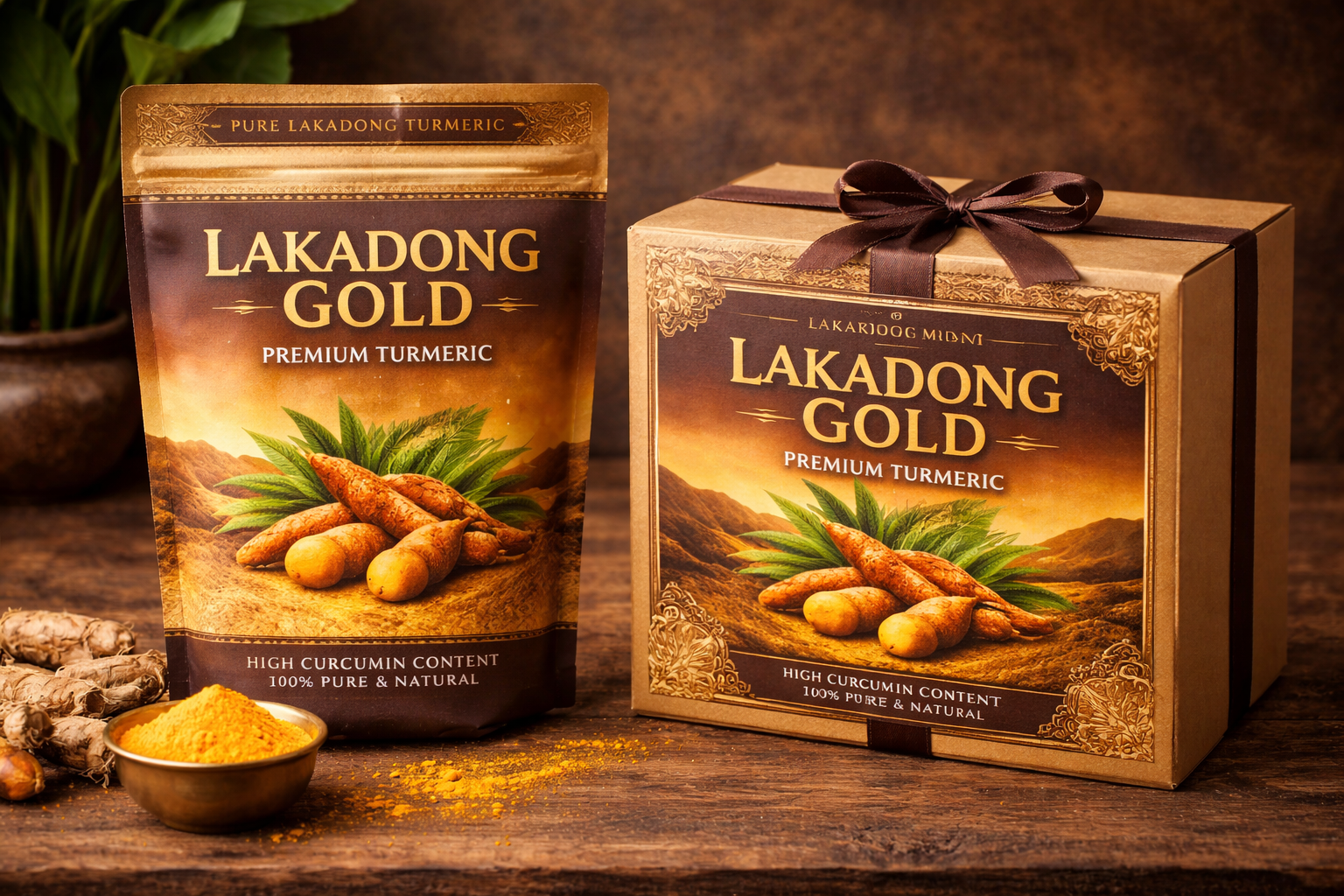 Premium eco-friendly jute bag packaging with turmeric spice being prepared for shipping dispatch